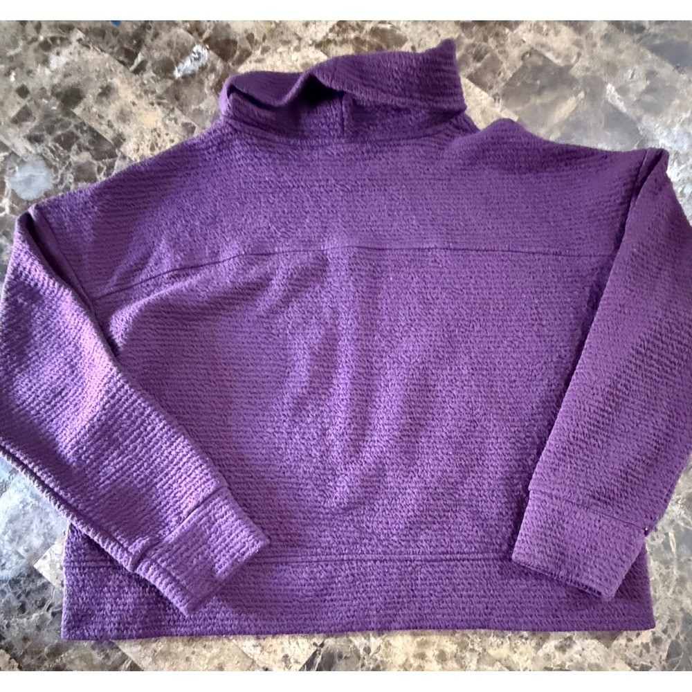Calia by Carrie Underwood Women Purple Textured Cowl Neck Pullover Sweater L